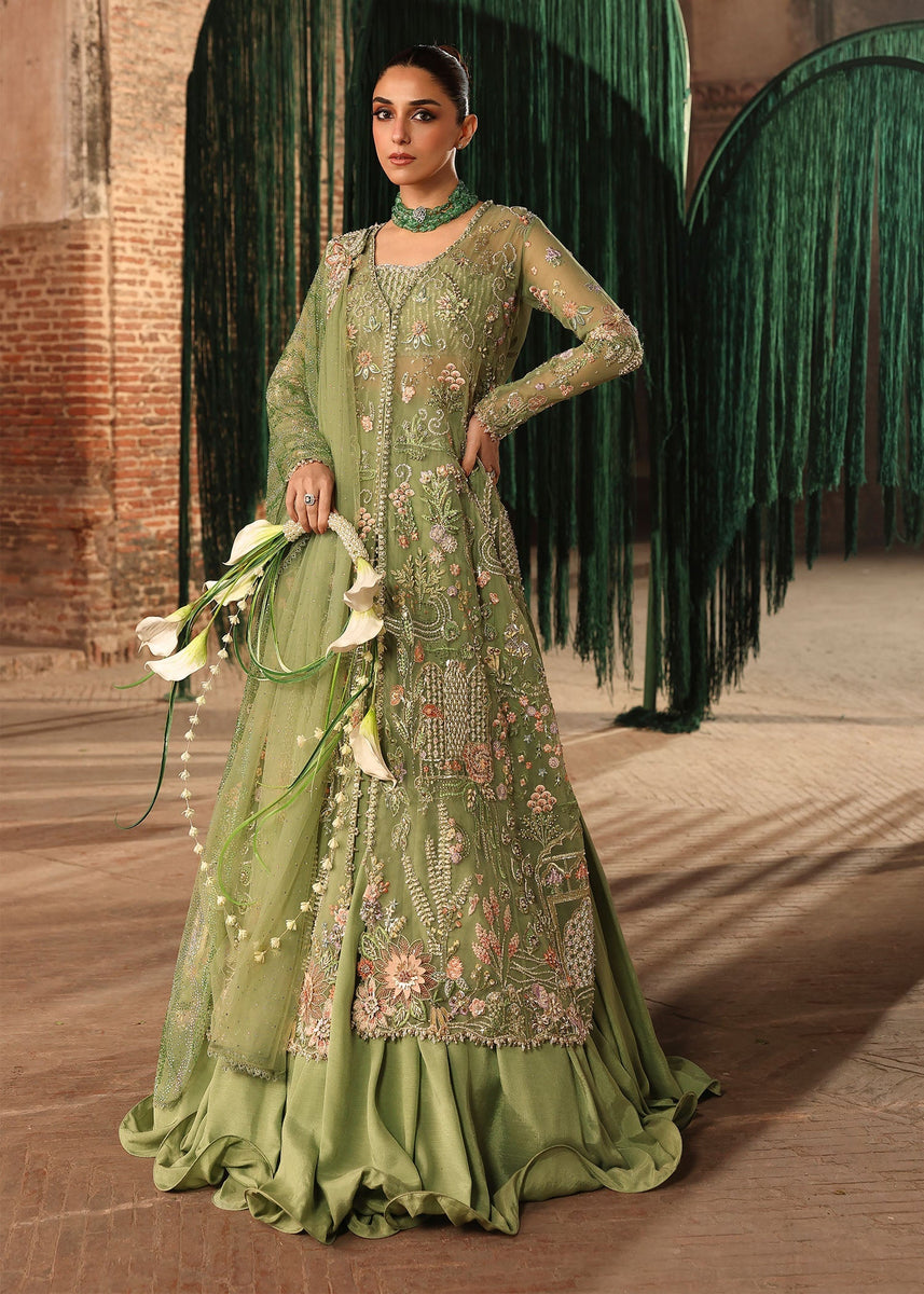 maya ali green dress Mint Net Pakistani Suit SI9257E