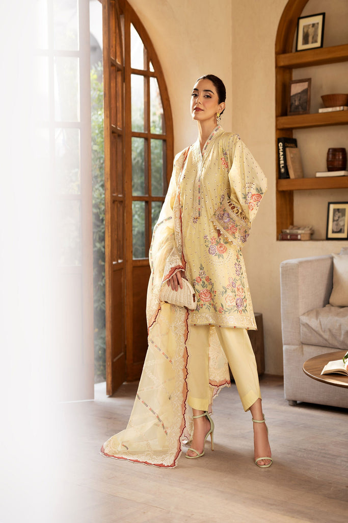 Maryam Hussain Luxury Lawn – Lemon Garden