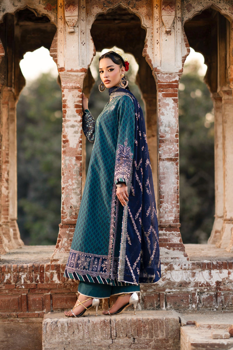 Rumi by Xenia Embroidered Raw Silk Suit Unstitched 3 Piece XE25RF D-09 Malika A - Formals Collection