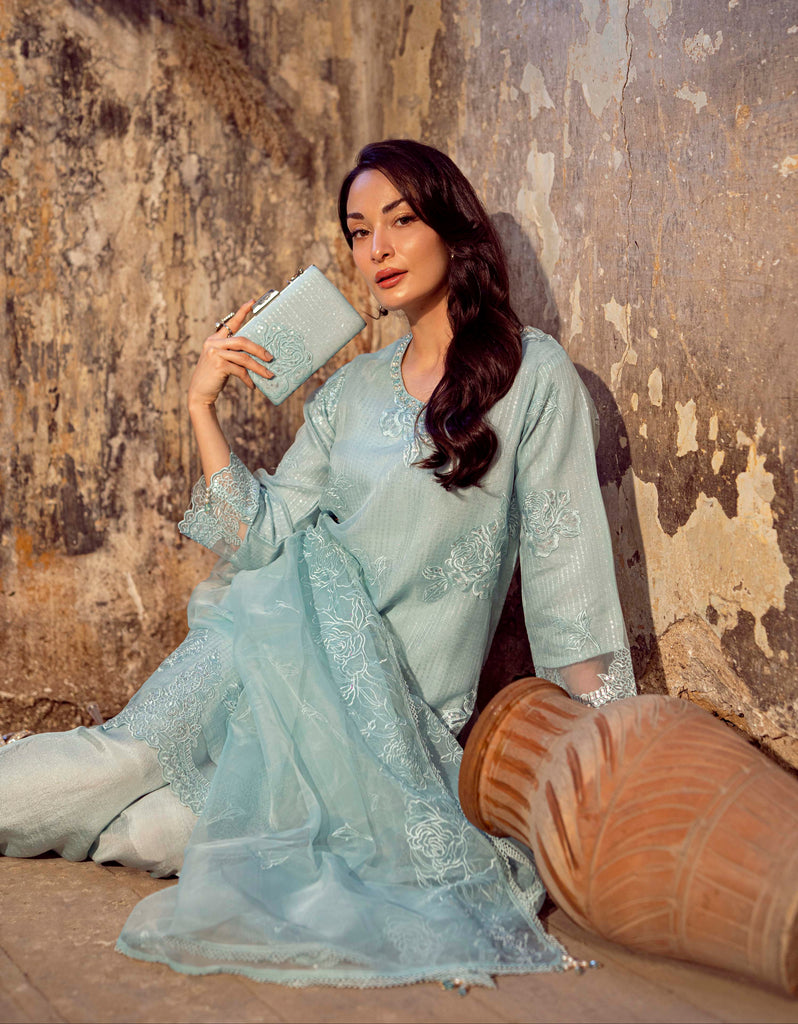 Guzel Sitara 3PC Pret/Stitched Eid Organza Suit with Clutch – Asmaan