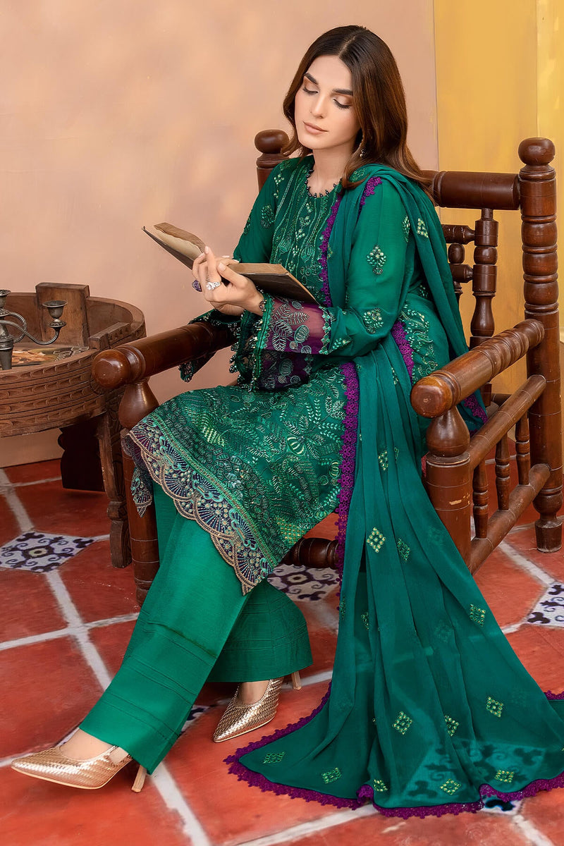 Elnaz By Flossie Embroidered Chiffon Suits Unstitched 3 Piece FS23EZ E-105 Water Garden - Festive Collection