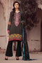 Sana & Samia Embroidered Linen Plachi Collection by Lala – Charcoal Black - 3B