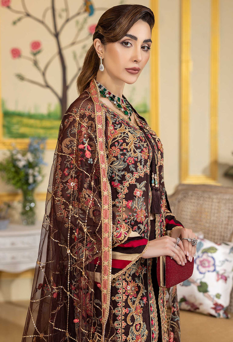 Luxulia By Adan's Libas Embroidered Organza Suits Unstitched 3 Piece AL21LC 03 Radical Red - Luxury Collection main image 1