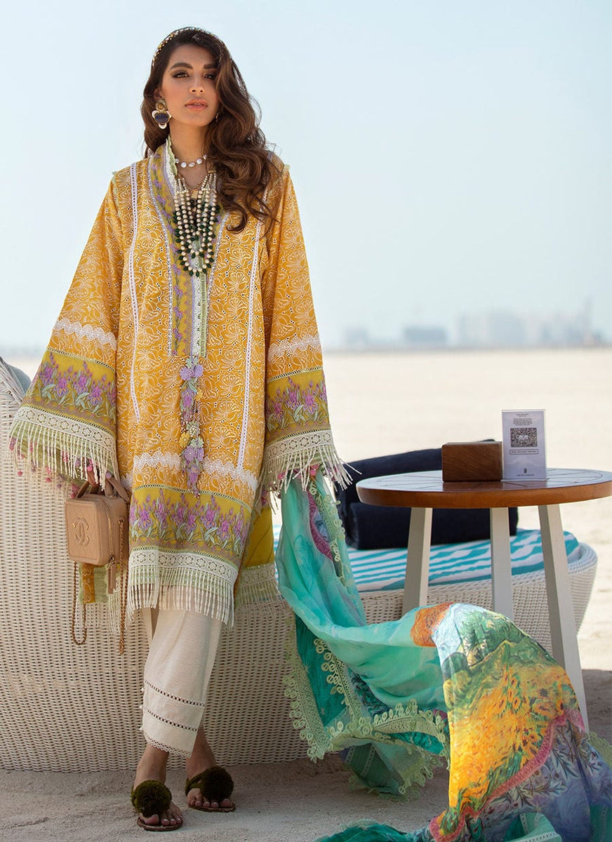 Farah Talib Aziz Luxury Lawn Collection Amaffi Sun YourLibaas UAE