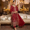 Merakish Luxury Embroidered Chiffon Collection – Red Crimson