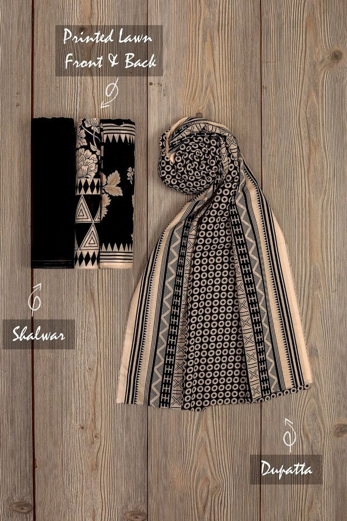 Khaadi Mid-Summer Vibes Lawn Collection 2018 – AR18302 Black 3Pc