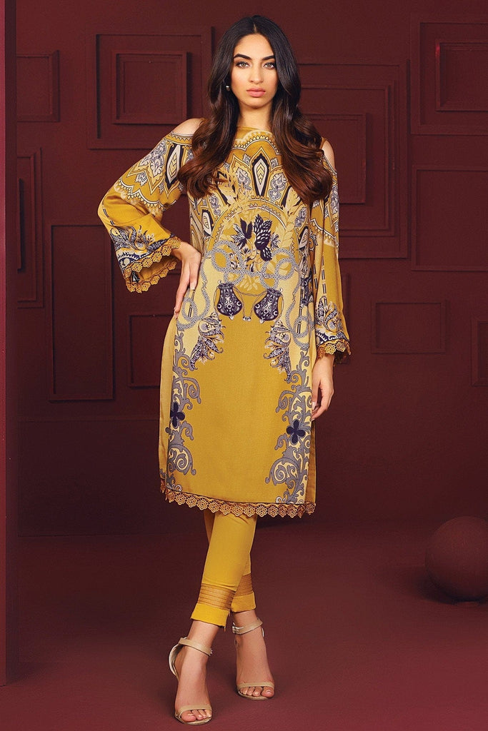 AlKaram Winter Collection – One Piece Printed Twill Viscose Shirt – FW-40-20-Mustard