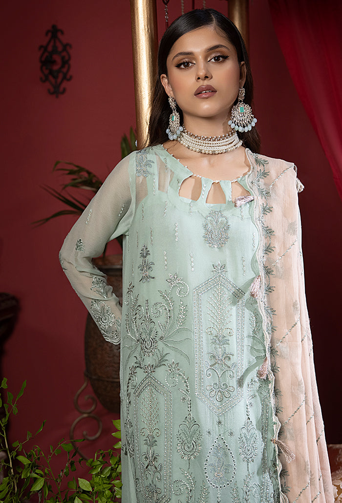 Heer By Humdum Embroidered Chiffon Suits Unstitched 3 Piece HD23HR D-09 - Formal Collection