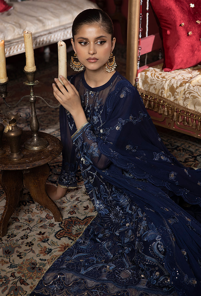 Heer By Humdum Embroidered Chiffon Suits Unstitched 3 Piece HD23HR D-08 - Formal Collection