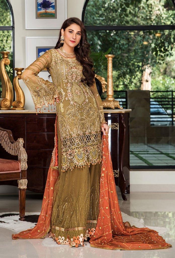 Maryam's Gold Luxury Embroidered Chiffon Collection Vol 5 – MG-50