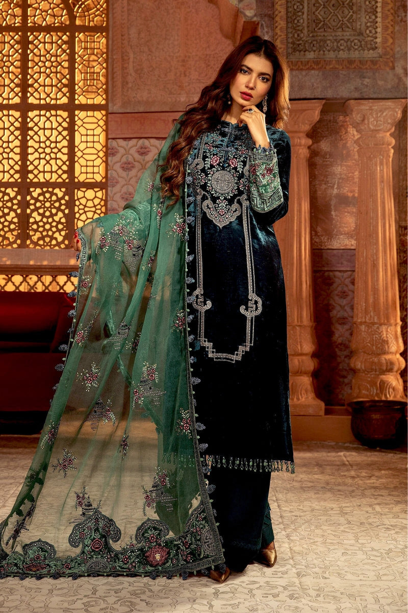 MARIA.B Luxury Velvet Collection  VEL-20-103-Teal  YourLibaas UAE