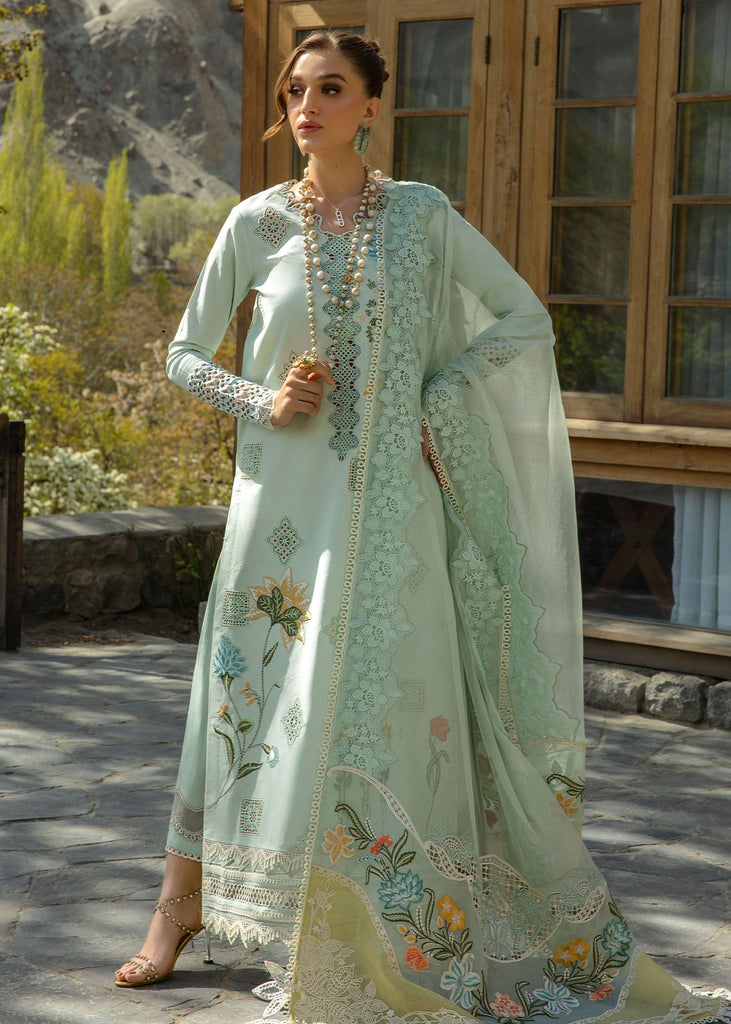 Crimson X Saira Shakira Luxury Lawn – Into The Wild - Aqua