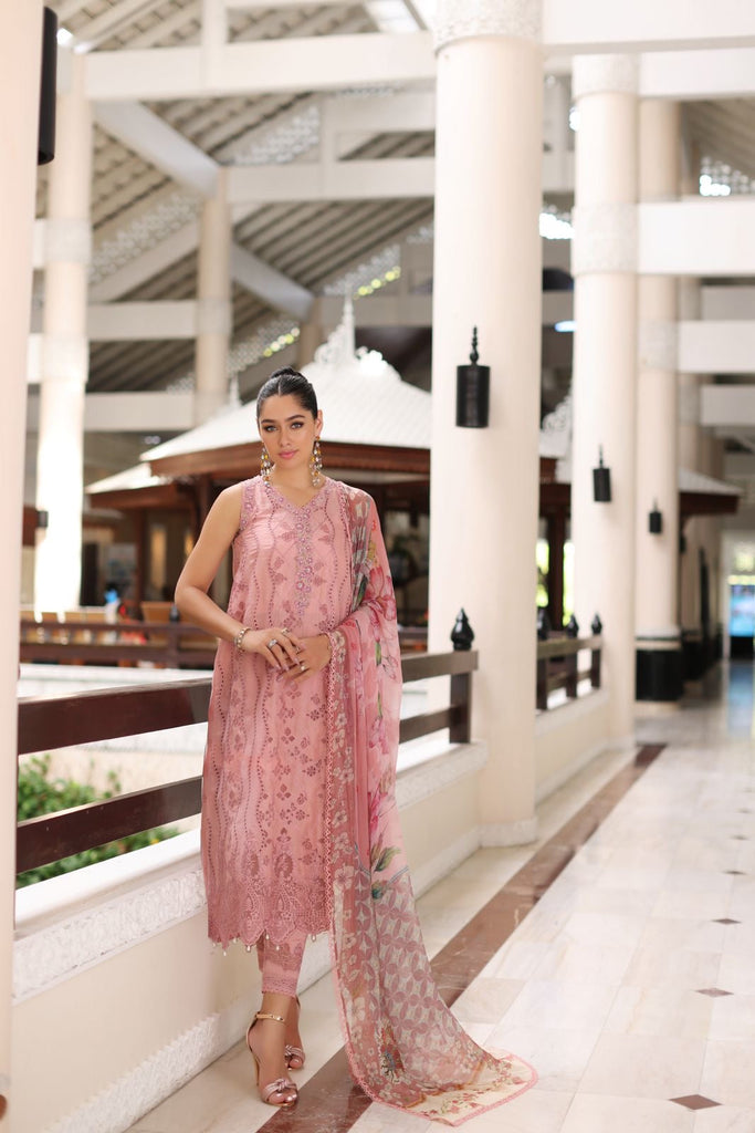 Noor by Saadia Asad Luxury Chikankari Lawn Collection – D4-B Pink Laser