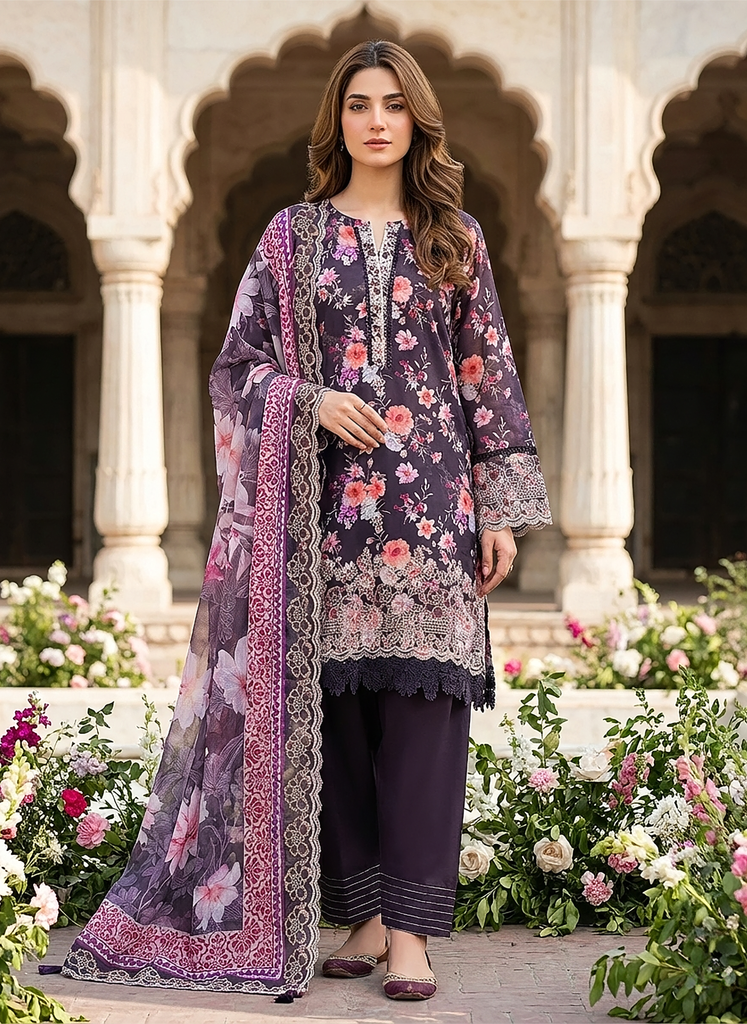 Lakhany Summer – Embroidered With Cutwork Embroidered Chiffon Dupatta LG-IZ-0517