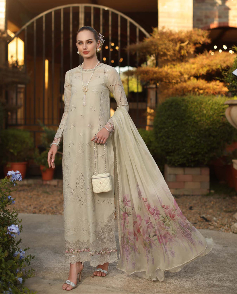 Saadia Asad Luxury Eid Schiffli Laserkari Lawn – D2 - B - Aloura