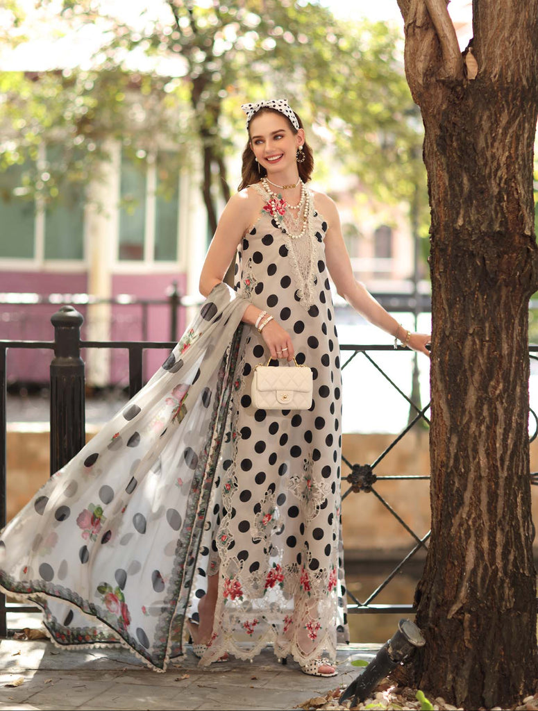 Saadia Asad Noor Eid Luxe Printskhaas Lawn – D4 - B - Moonlight Polka