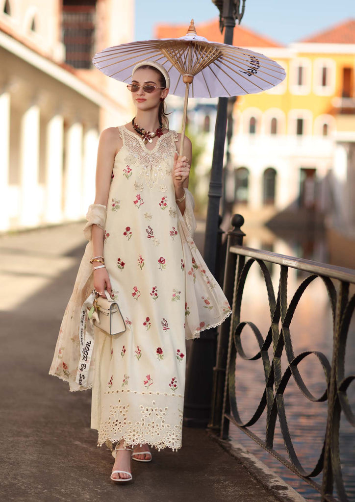Saadia Asad Noor Eid Luxe Printskhaas Lawn – D8 - A - Vanilla Mist
