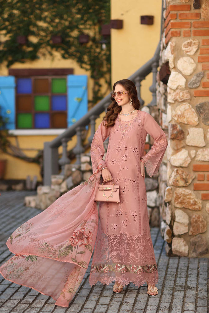 Saadia Asad Noor Luxe Chikankari Lawn – D8 - B - Petal Pink