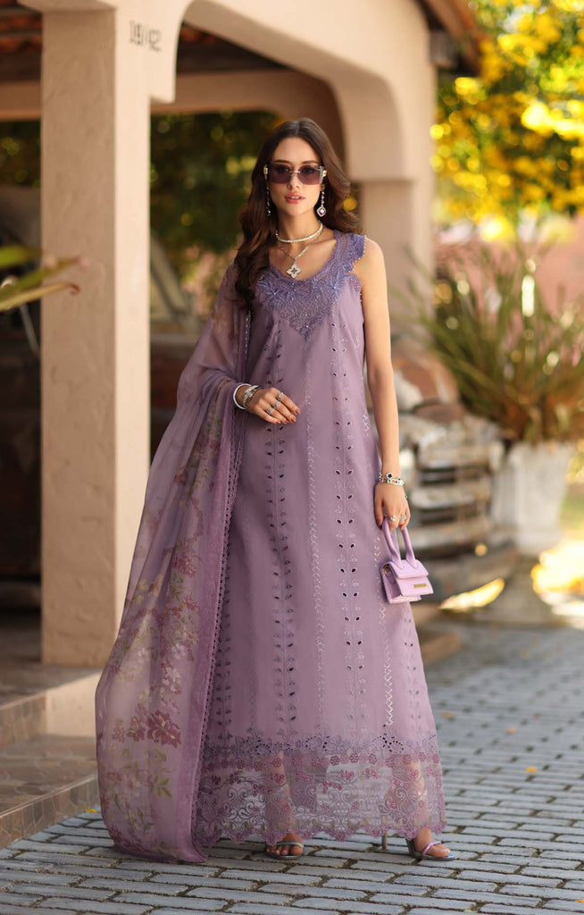 Saadia Asad Noor Luxe Chikankari Lawn – D4 - A - French Violet
