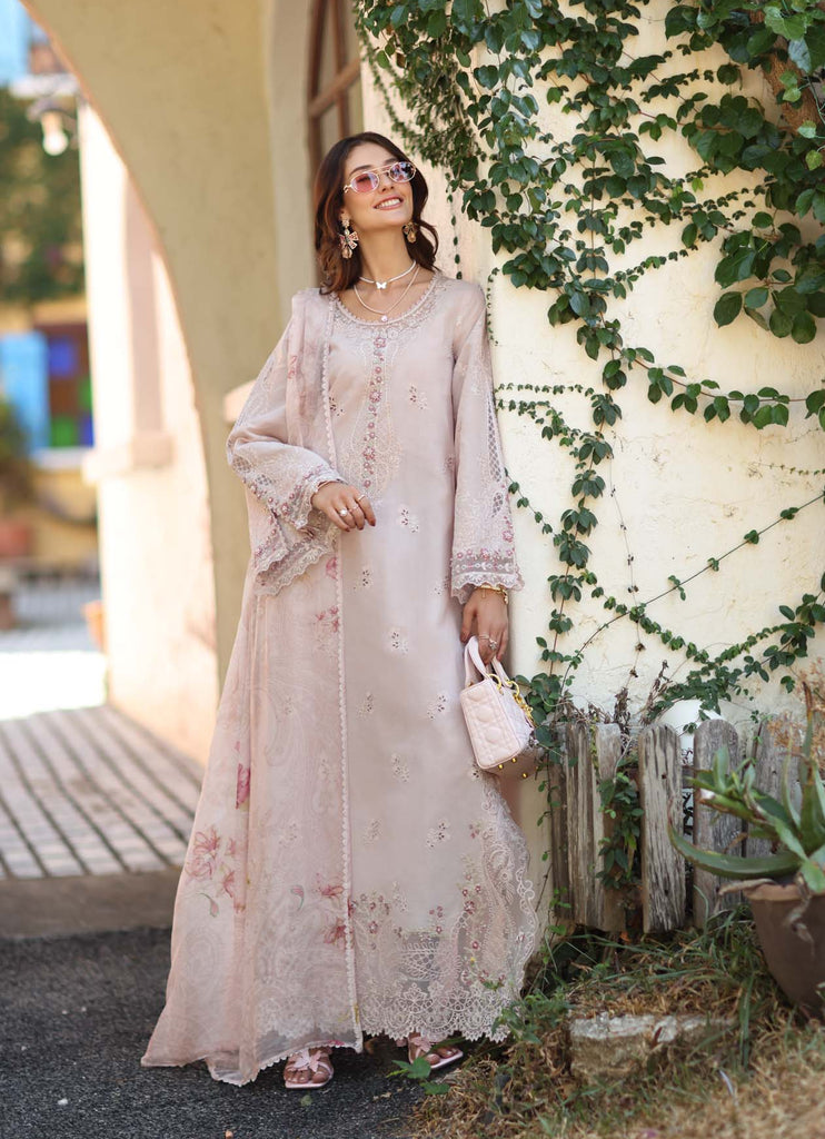 Saadia Asad Noor Luxe Chikankari Lawn – D7 - A - Soft Rose Mink