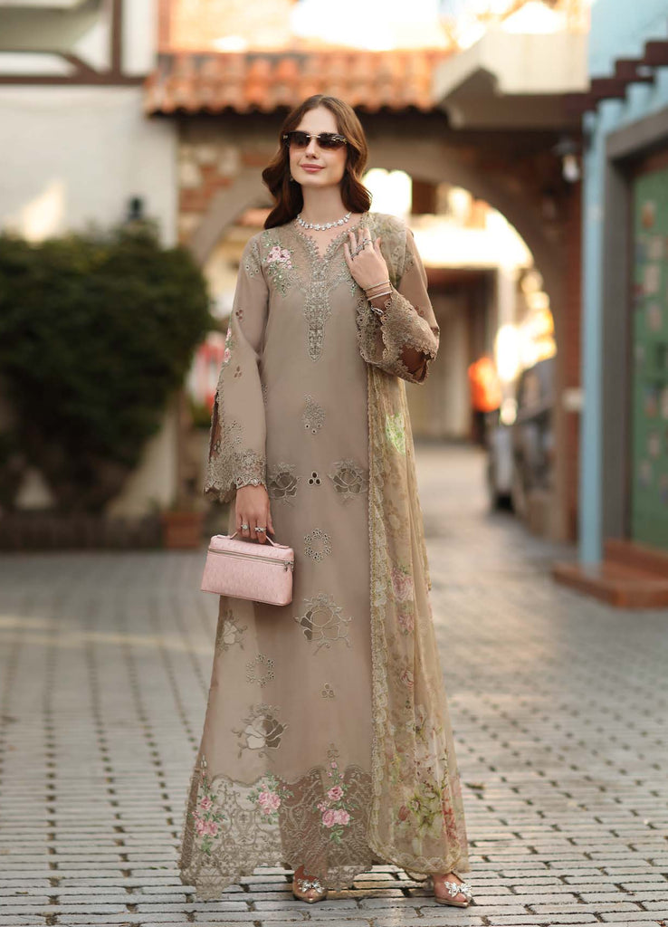 Saadia Asad Noor Luxe Chikankari Lawn – D3 - B - Soft Mocha