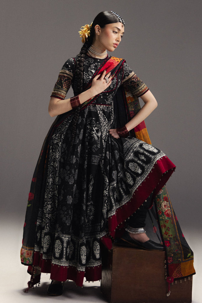 Zara Shahjahan Anarkali Festive Luxury Lawn – Surkh Bahar-D1