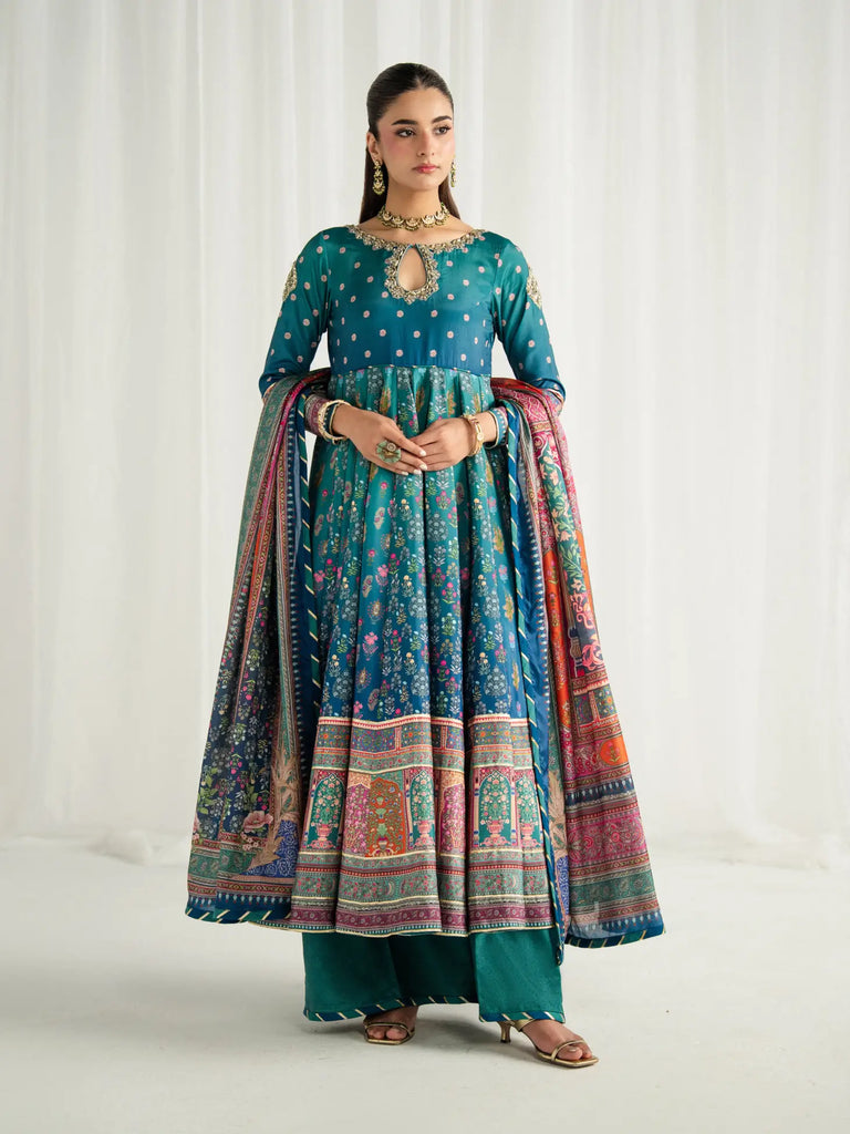 Gulaal Aira Printed Silk Formals – Azure