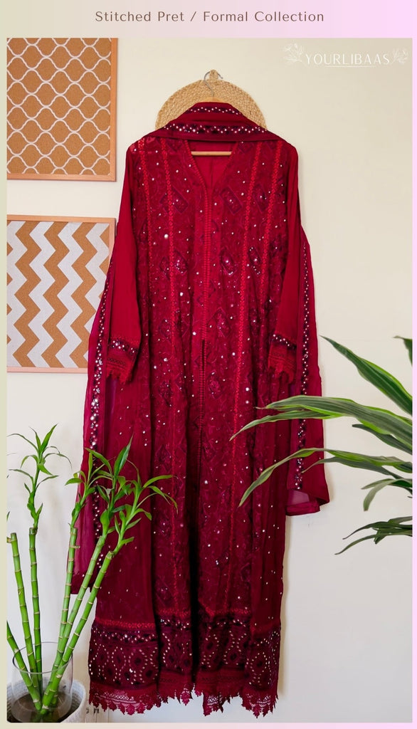 Formal Stitched/Pret Embroidered 3PC Pakistani Gown – GNS-04