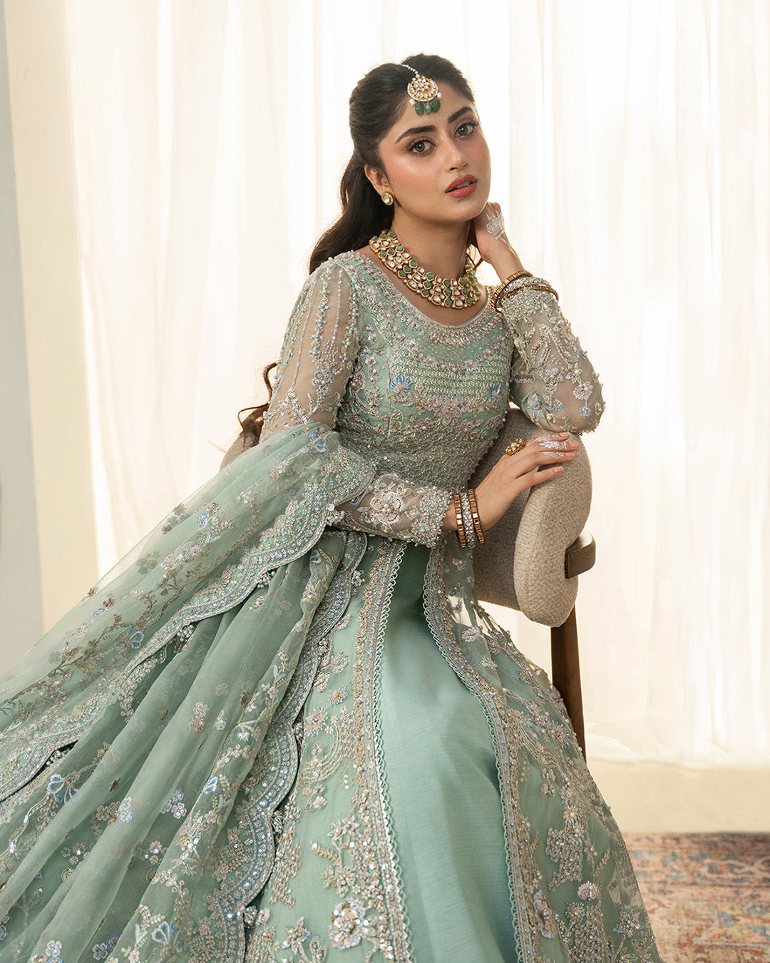 faiza saqlain green dress Selin Faiza Saqlain