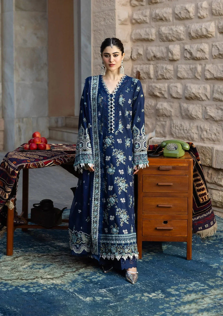 Kahf Karandi with Embroidered Chiffon – KKH-02  AZURE BLUE
