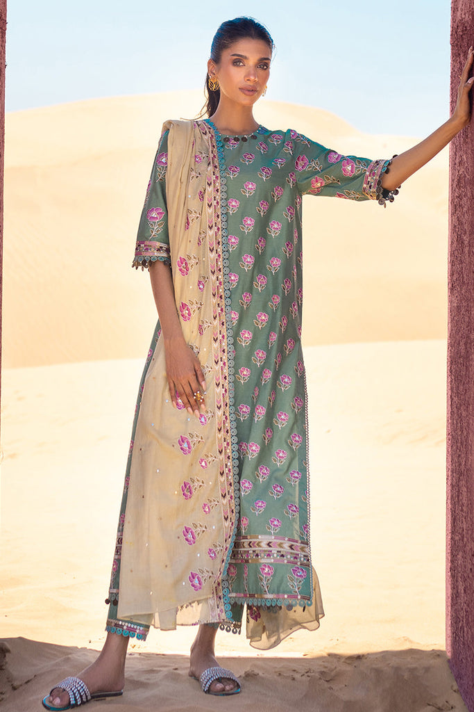 Cross Stitch Eid Lawn Edit – CHARTREUSE GOLD-3 PIECE EMBROIDERED LAWN SUIT