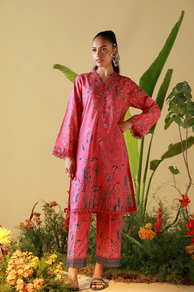 Sahar Mirha 2PC Lawn – Pink Poppy