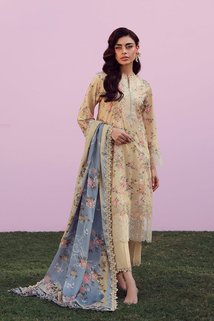 Sahar Mirha Lawn – Rose Crème