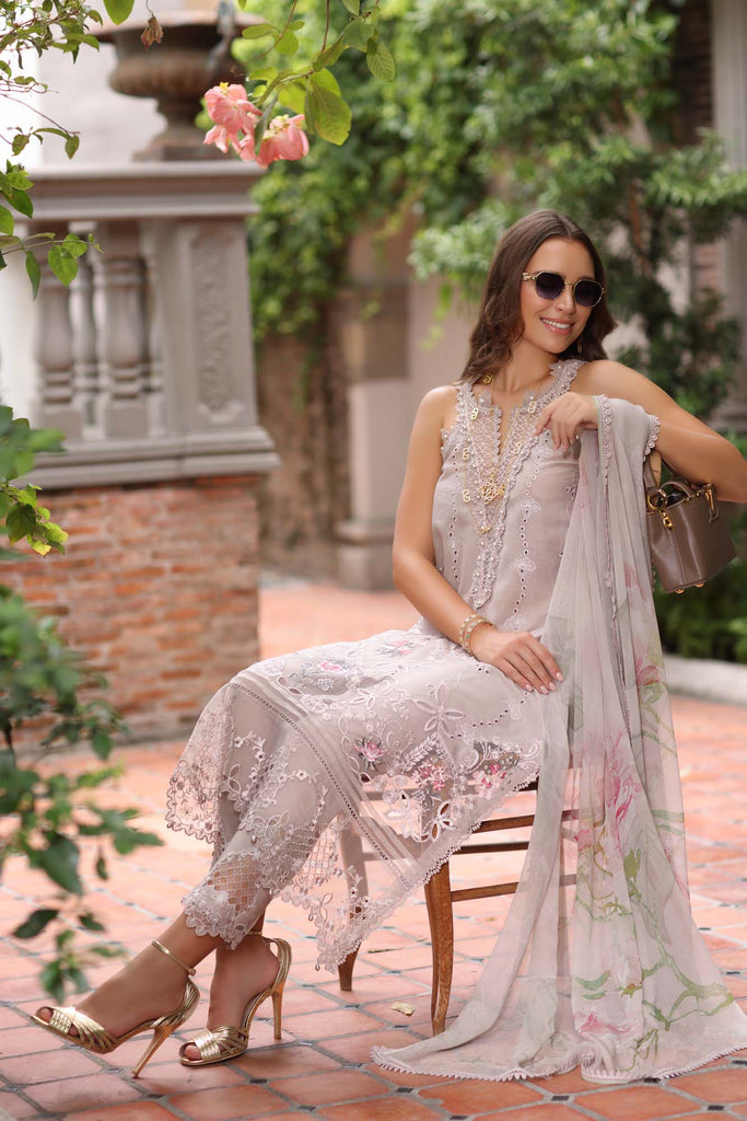 Saadia Asad Eid Luxury Schiffli Laserkari Lawn – D11- Mink