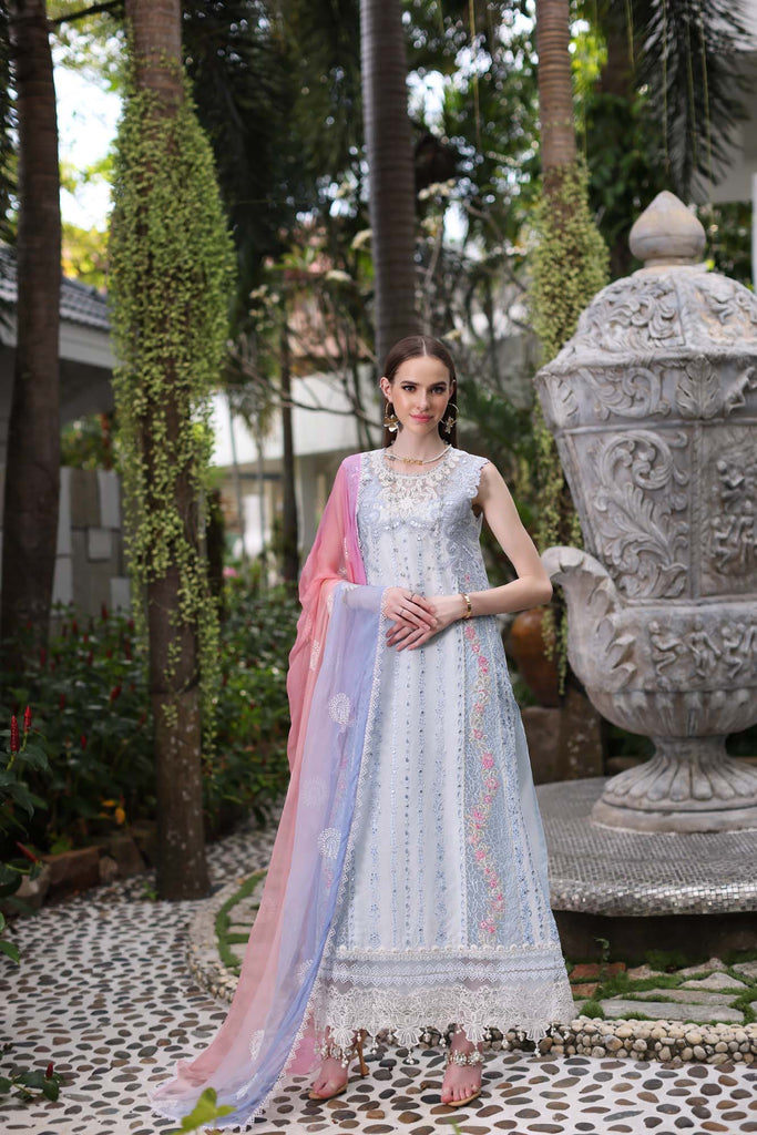 Noor by Saadia Asad Luxury Chikankari Lawn Collection – D7-A Multi Ice Blue