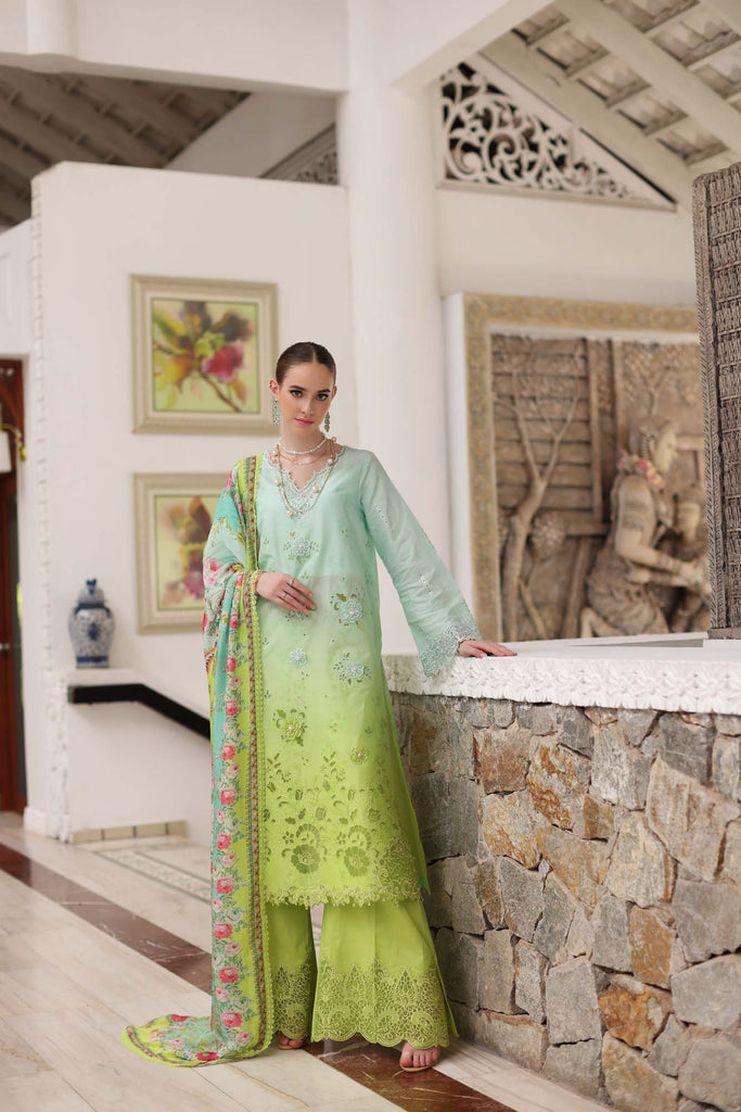 Noor by Saadia Asad Luxury Chikankari Lawn Collection – D5-A Aqua Ombre