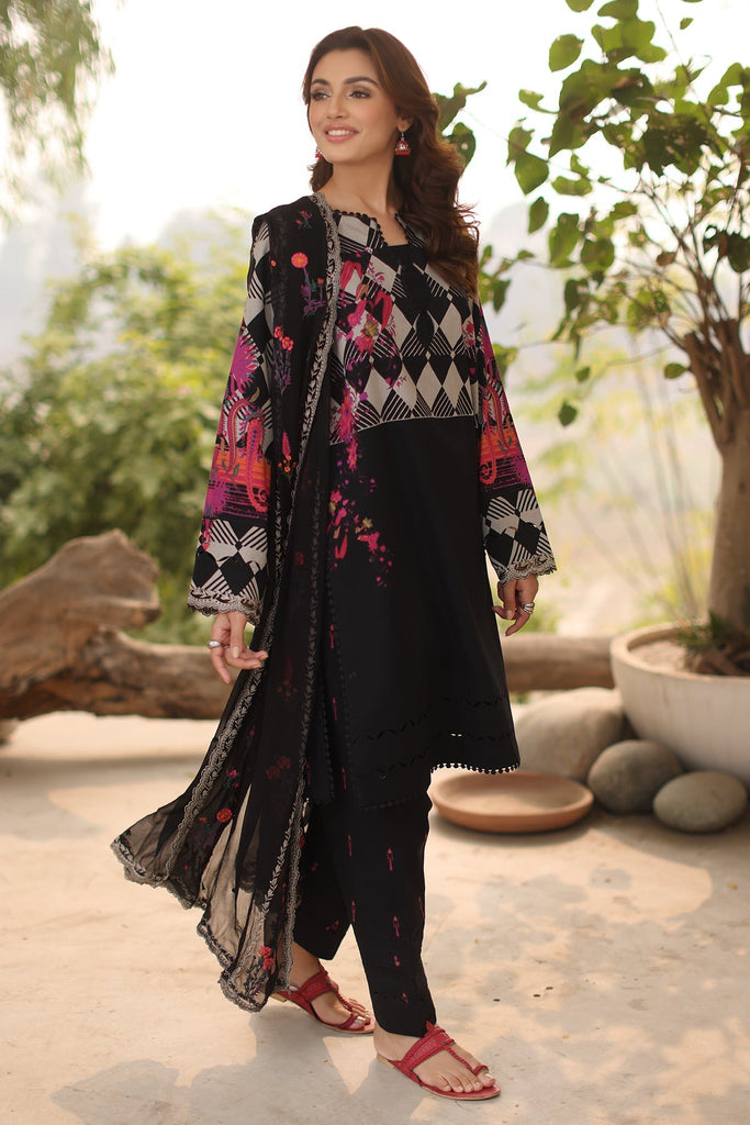 Charizma Print Melody – Printed Lawn Shirt with Embroidered Net Dupatta and Trouser DSPM4-08