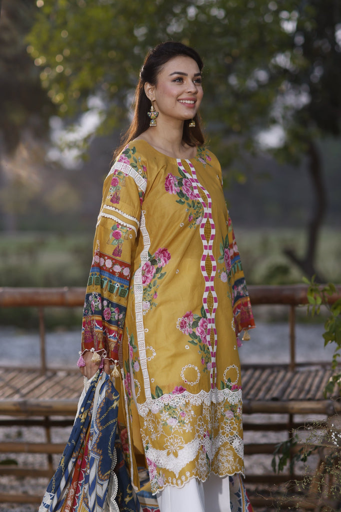 Manara by Maria Asif Baig - Vintage Flora Lawn Collection – CAMELLIA