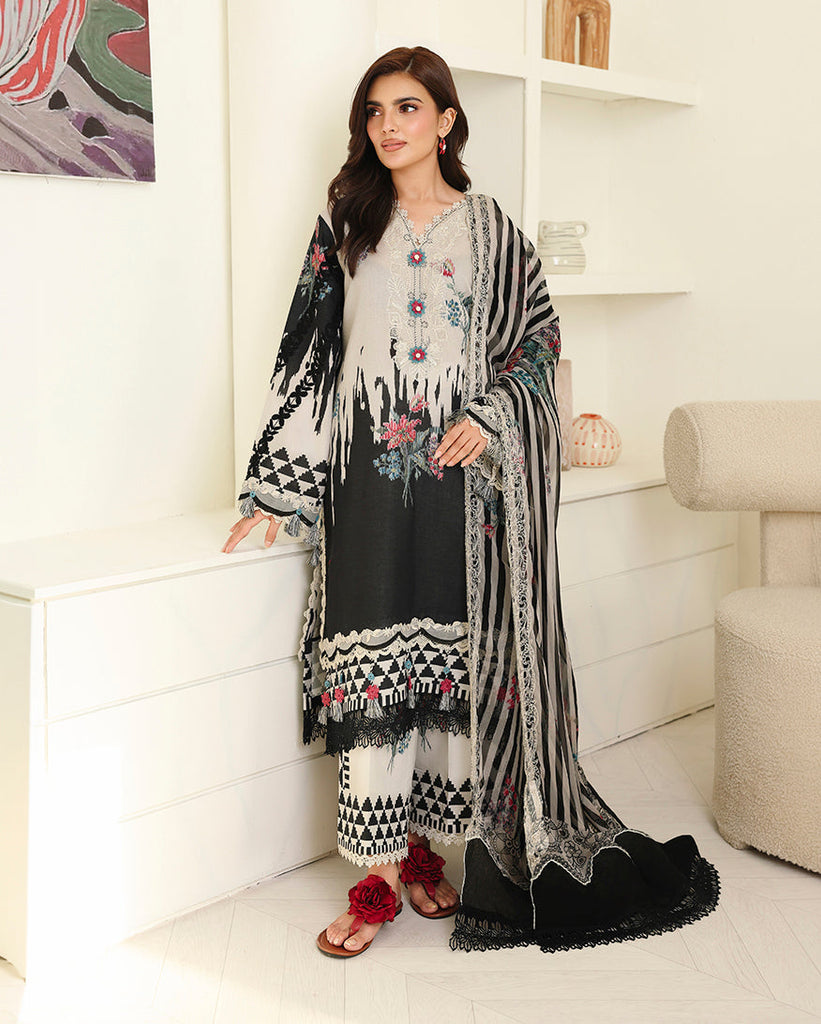 Roheenaz Petals in Print Lawn – Black Petals