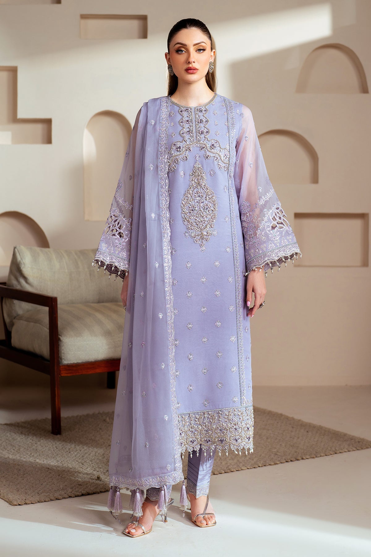 Alizeh Aymal Luxury Lavender Pakistani Suit Embroidered Formal