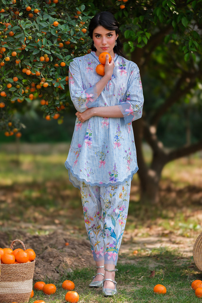 Sahar Print Muse Co-ords RTW – Blue Petal Drift