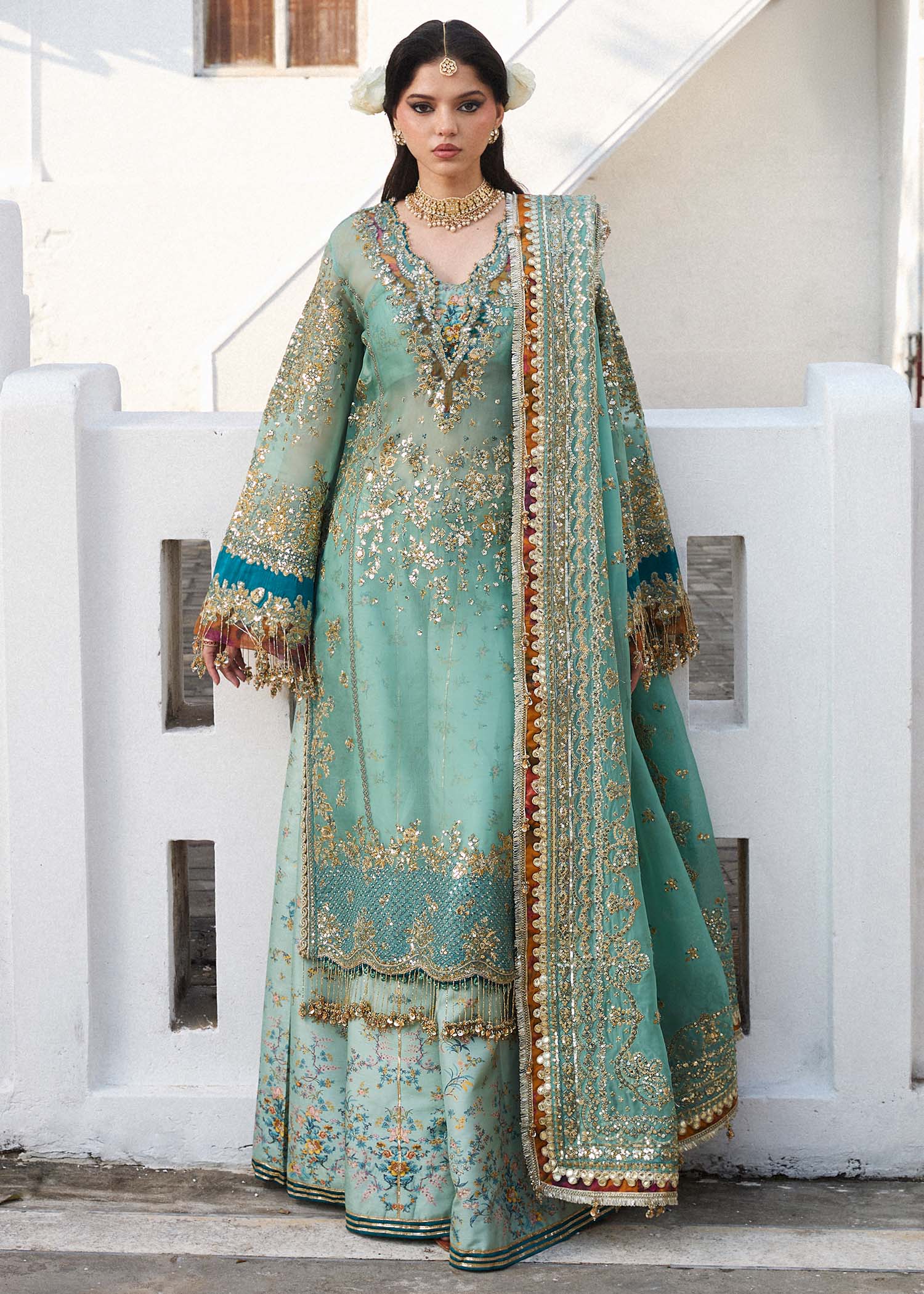 Miraye: Turquoise Blue Pakistani Organza Suit for Weddings & Festivities YourLibaas UAE Miraye: Turquoise Blue Pakistani Organza Suit for Weddings & Festivities YourLibaas UAE