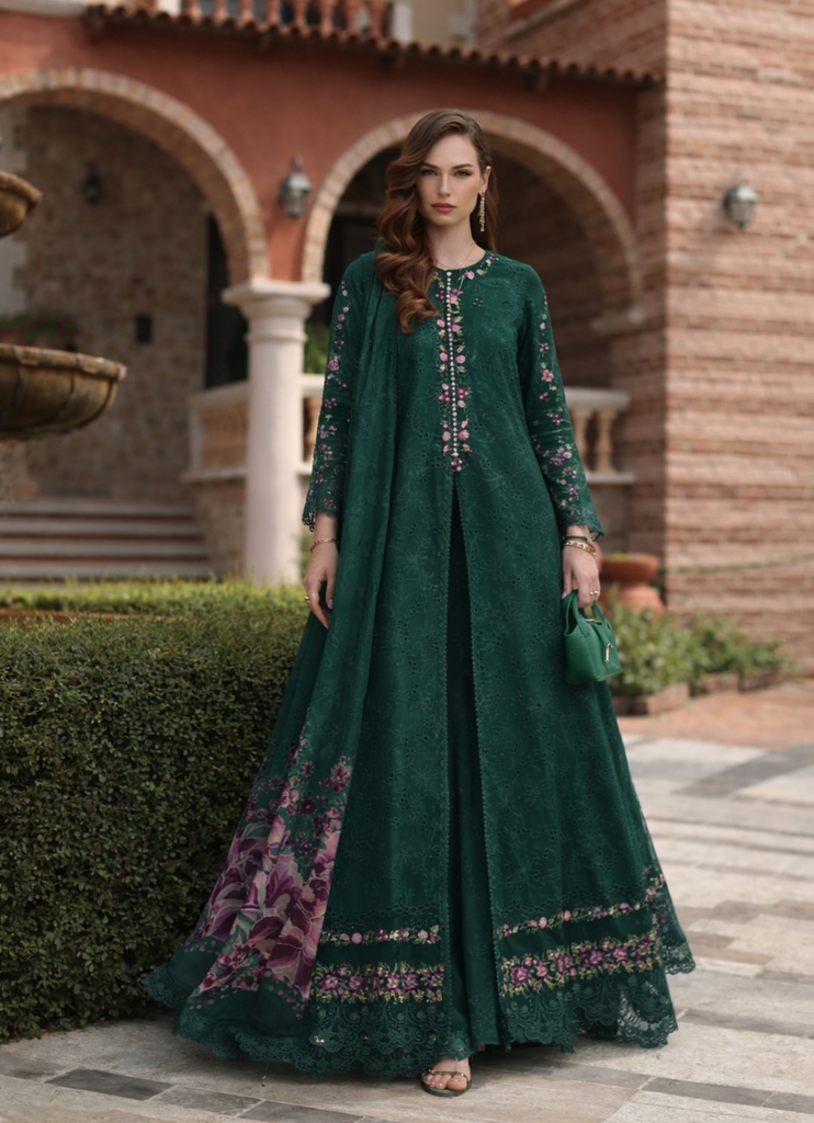 Saadia Asad Luxury Eid Schiffli Laserkari Lawn – D1 - A - Sorina