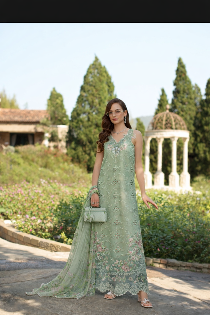 Saadia Asad Luxury Eid Schiffli Laserkari Lawn – D7 - B - Florine
