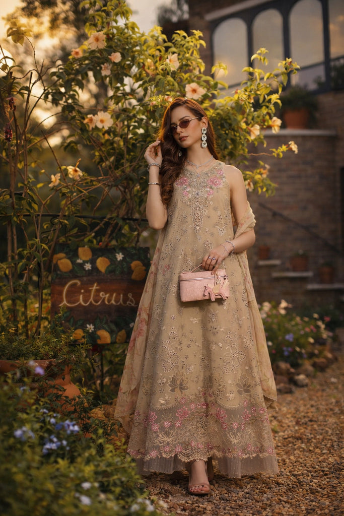 Saadia Asad Luxury Eid Schiffli Laserkari Lawn – D9 - B - Velisse