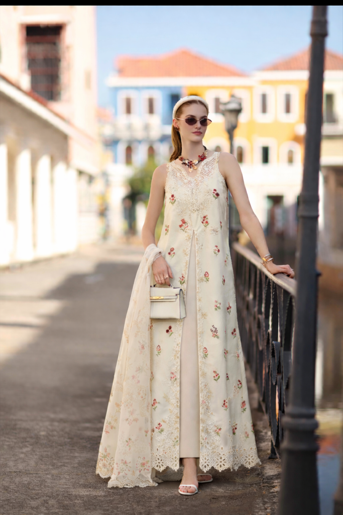 Saadia Asad Noor Eid Luxe Printskhaas Lawn – D8 - A - Vanilla Mist