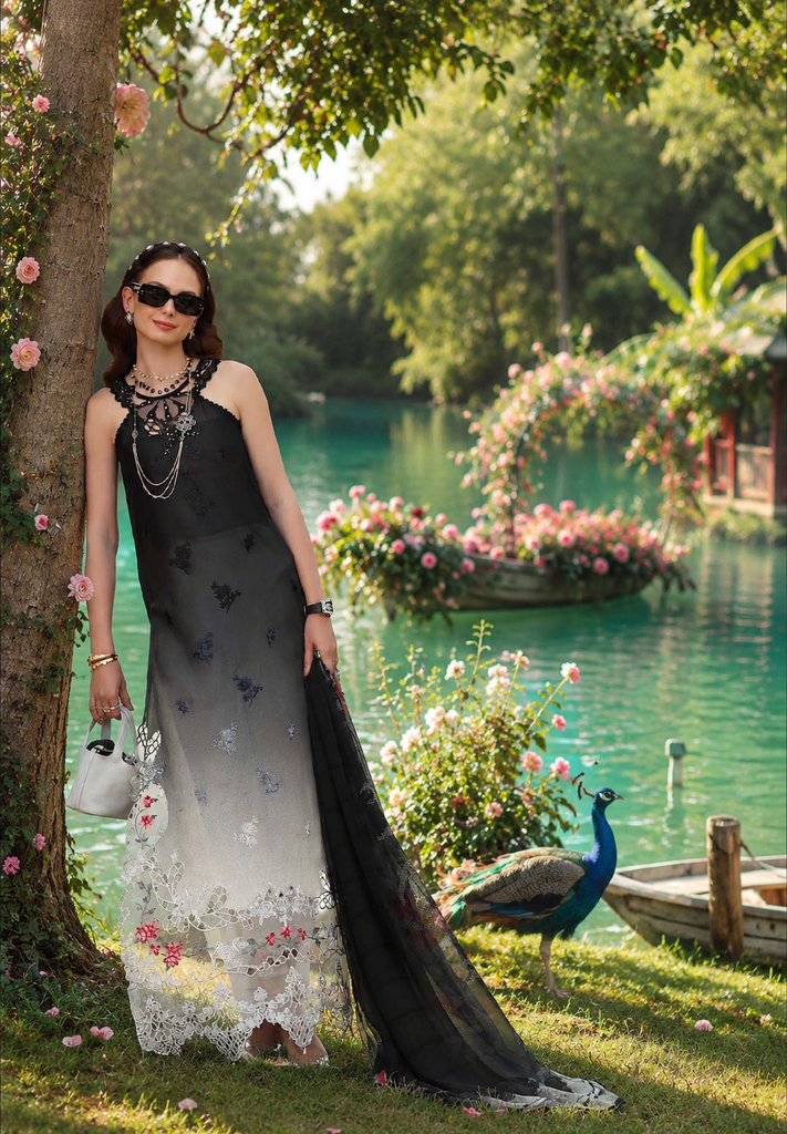 Saadia Asad Noor Eid Printskhas Lawn – D5 –  Midnight Smoke