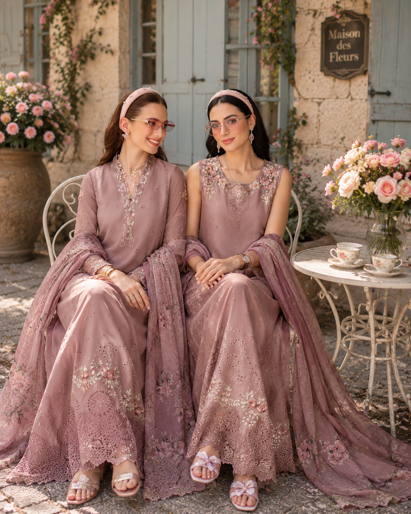 Saadia Asad Noor Eid Printskhas Lawn – D3 –  Rose Éclat