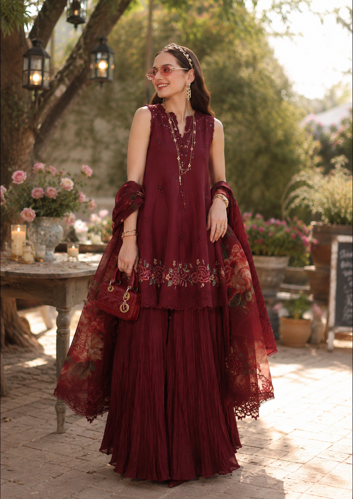 Saadia Asad Noor Eid Printskhas Lawn – D14 –  Ruby  Royale