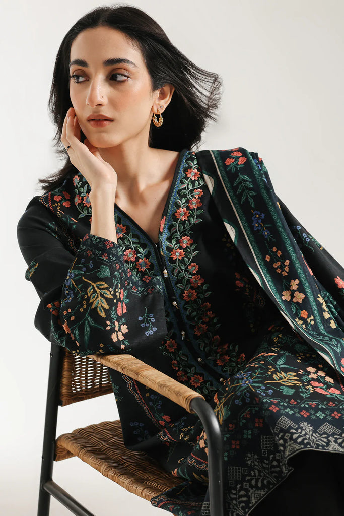 Ethnc 3pc Embroidered SUITJET-BLACK | E0747/203/902